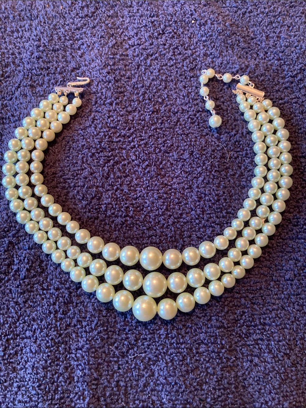 Pale Seafoam Triple Strand Beaded Necklace